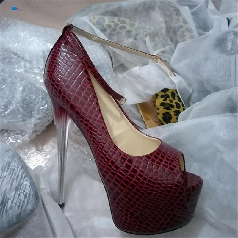 Woman Platforms Pumps Ankle Strap Stilettos - Empire P.E