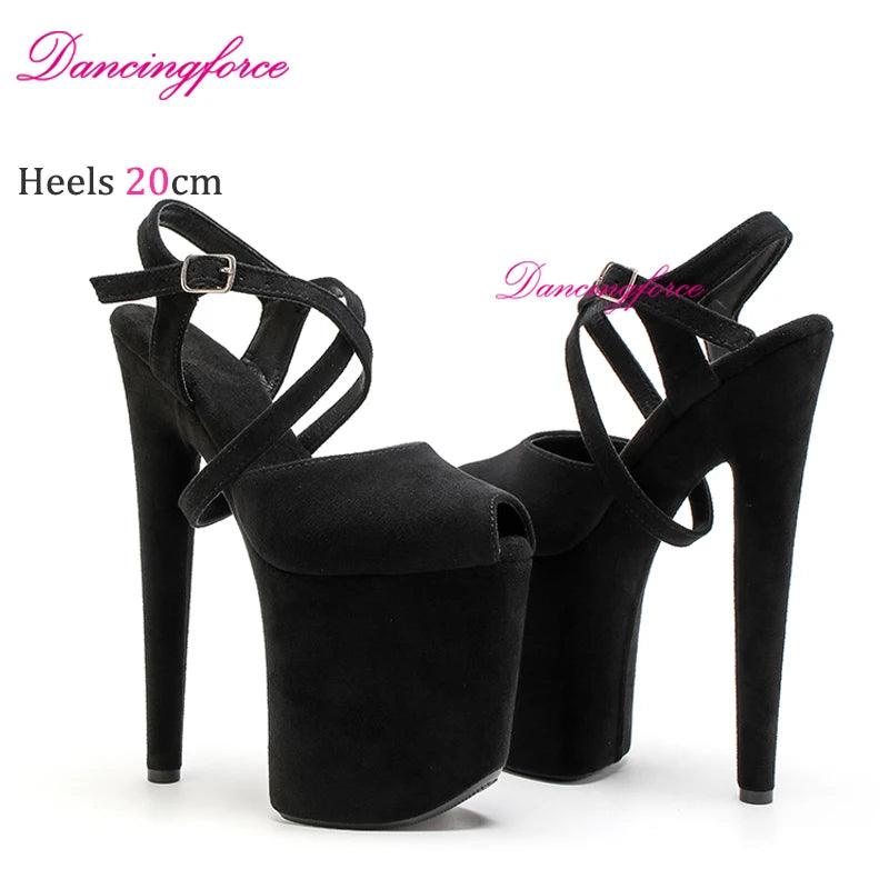 Cross Straps 20cm Sexy Peach Suede High Heels - Empire P.E