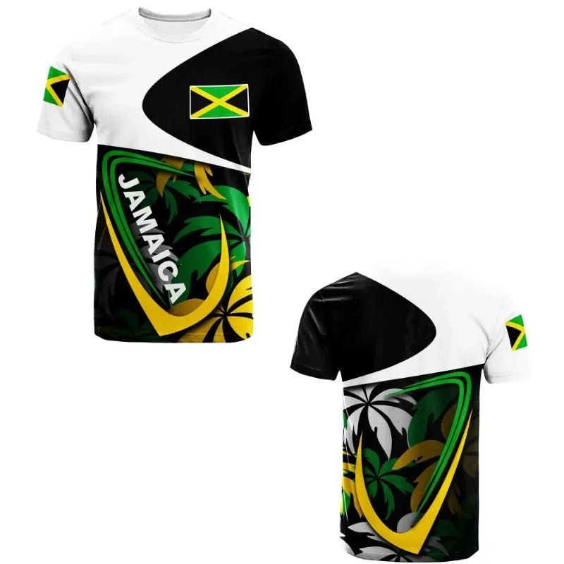 Jamaican Flag 3D Mens T-shirt Football Jersey National Emblem T-shirt Football Team Uniform World Cup Training Suit Running Suit - Empire P.E