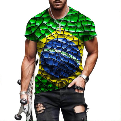 Brazil Flag Hip Hop T Shirt Men Women 3D Printed Oversized T-shirt Harajuku Style Summer Short Sleeve Tee Tops - Empire P.E