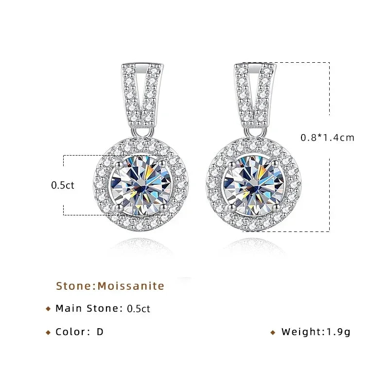 2ct total Moissanite Jewelry Set Sterling Silver 925 Necklace Earrings - Empire P.E
