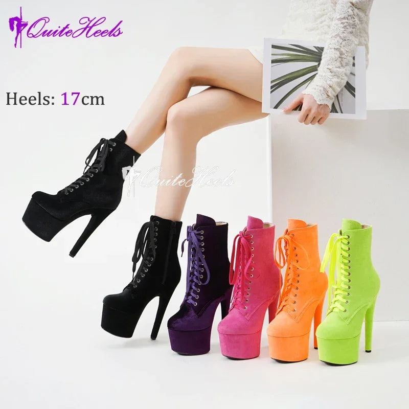 Faux Suede 17cm Pole Dance Shoes - Empire P.E