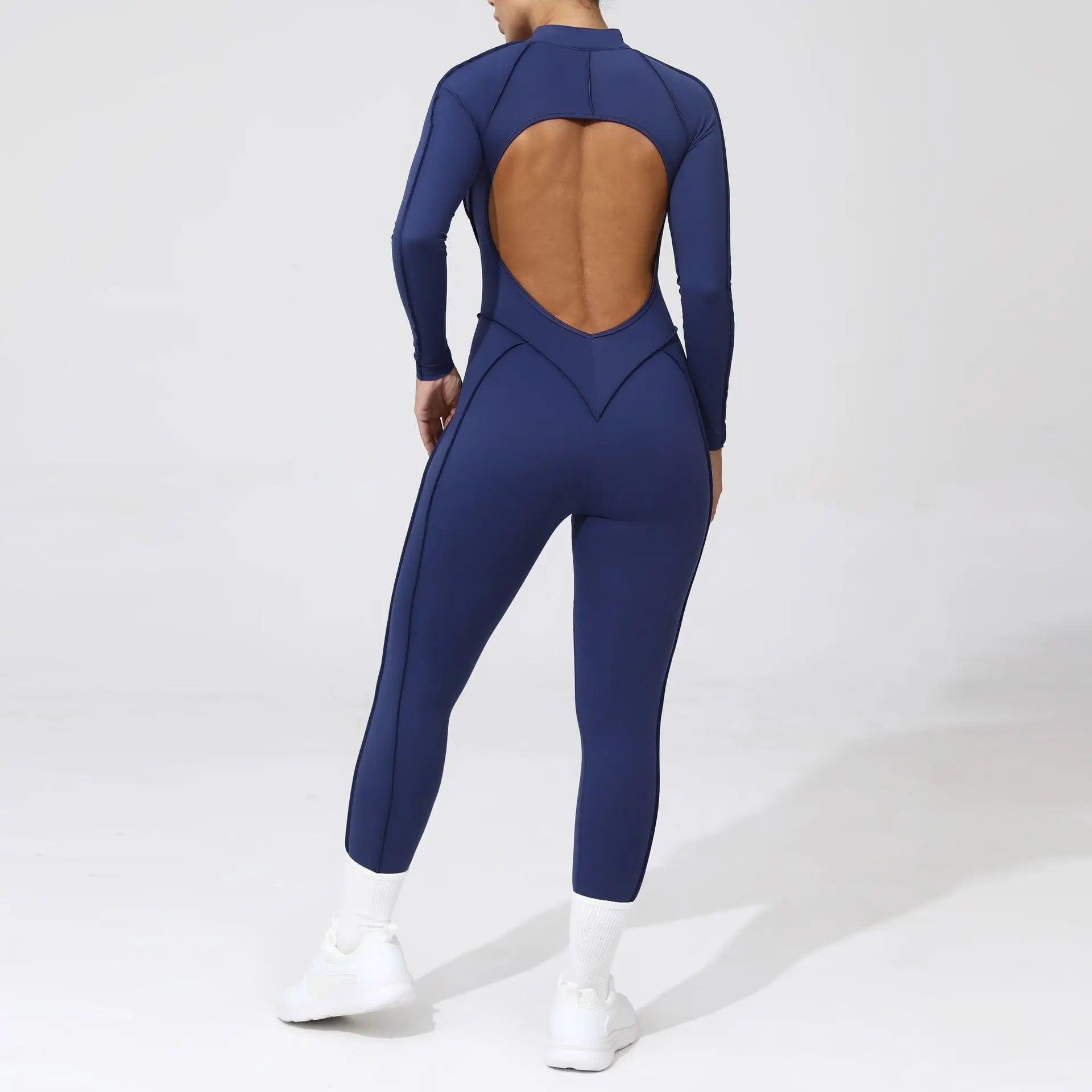 Pad Yoga Jumpsuit Short Sleeve Zipper Sports Wear Gym Fitness - Empire P.E