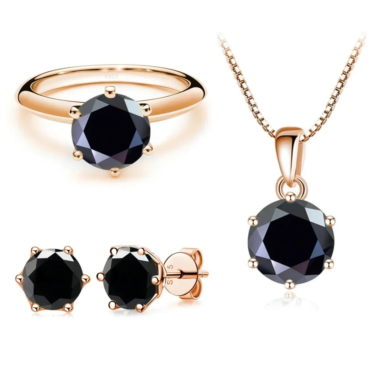 Moissanite Jewelry Set for charm lady Rose Gold Plated with total 4 carat mossanite silver 925 jewerly set - Empire P.E