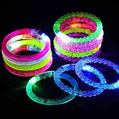 12/30Pcs Kids Adult Party Supplies LED Light Up Bracelet Toys Birthday Wedding Guest Gifts Halloween Christmas Bar Party Favors