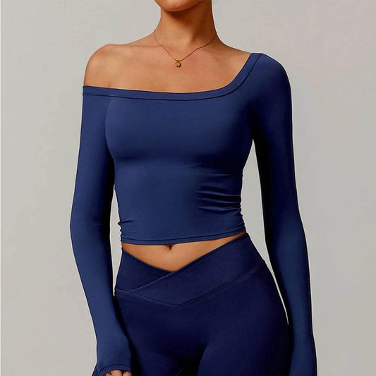 Women Yoga Shirts Crop Tops Long Sleeves Shirts for Women Yoga Sports Fitness Gym Clothing Running Workout Tops Sports Shirts - Empire P.E
