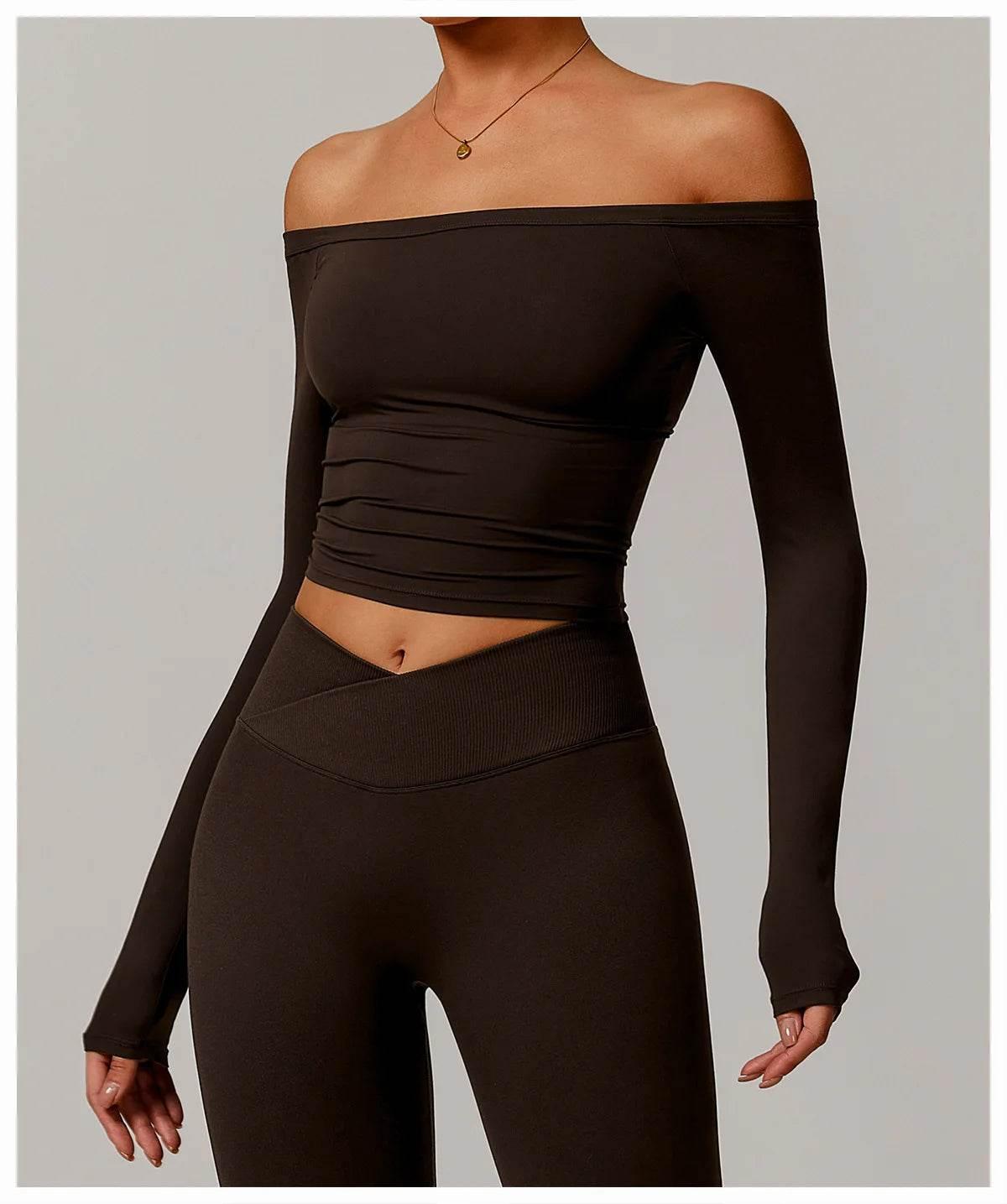 Women Yoga Shirts Crop Tops Long Sleeves Shirts for Women Yoga Sports Fitness Gym Clothing Running Workout Tops Sports Shirts - Empire P.E