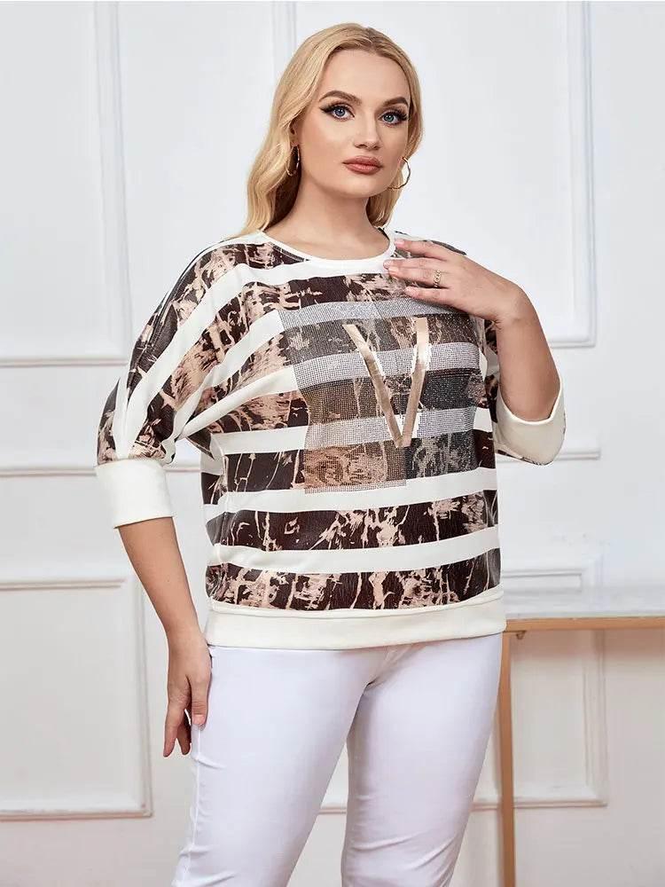 Women's Plus Size Sweater Spring Fashion Elegant Sweater Suitable for Round Women's Cotton Casual Fashion Top - Empire P.E