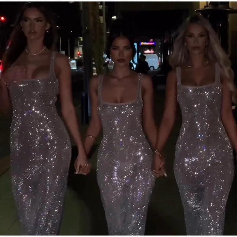 Solid Glitter Long Dress - Empire P.E