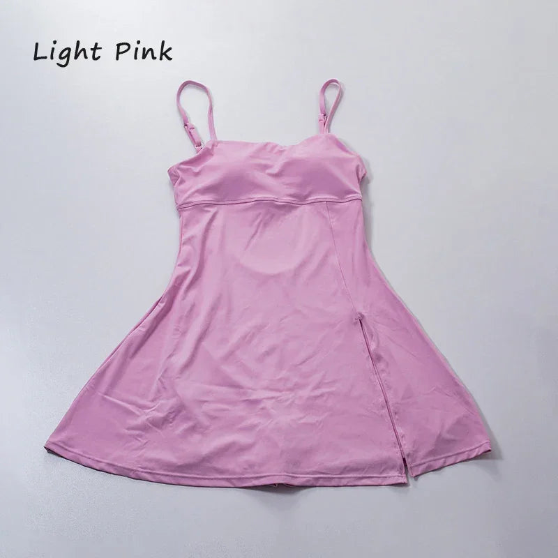 QINACTIVE Women's sports beautiful back dress Removable chest cushion cushion breathable outdoor yoga tennis skirt - Empire P.E