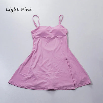 QINACTIVE Women's sports beautiful back dress Removable chest cushion cushion breathable outdoor yoga tennis skirt - Empire P.E