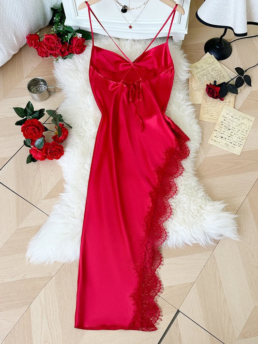 Sexy lace patchwork nightgown