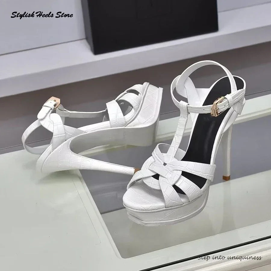 Classics Leather Platform Straps Stilettos - Empire P.E