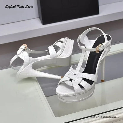 Classics Leather Platform Straps Stilettos - Empire P.E