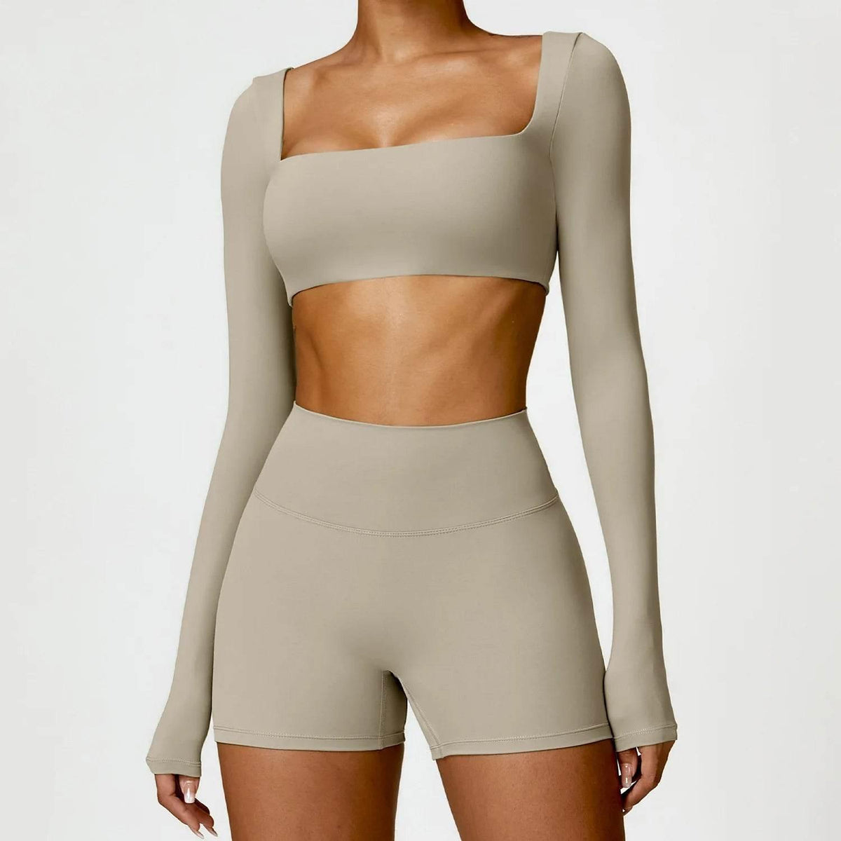 Hearuisavy 2PCS Long Sleeve Gym Set Women Yoga Clothes Quick-Drying Sportswear Running Leggings Workout Sports Crop Top Women - Empire P.E