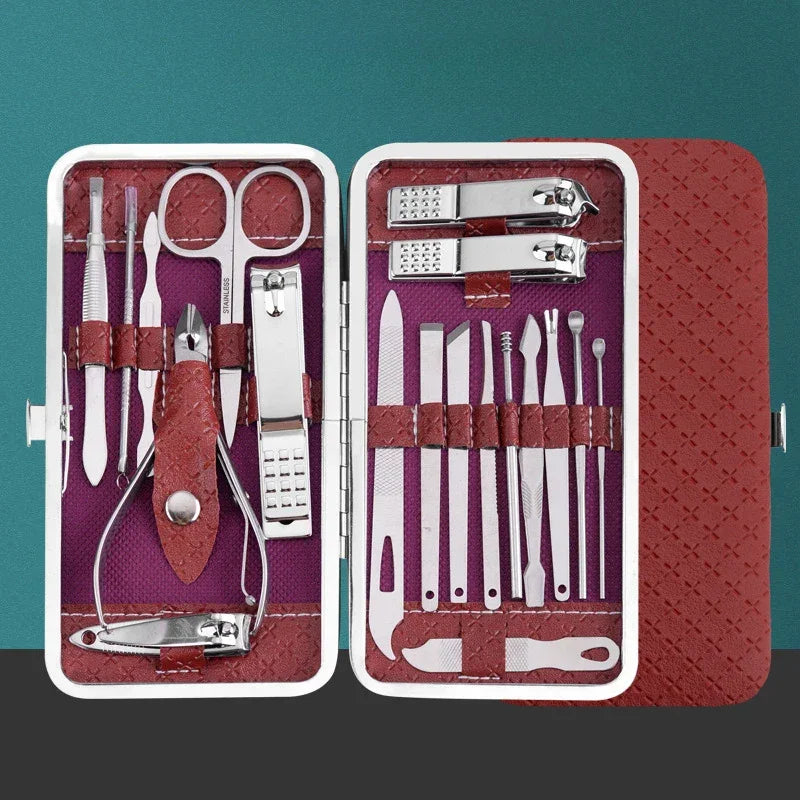 Professional Stainless Steel Nail Clippers and Trimmers Set 19 Pieces Kit - Empire P.E