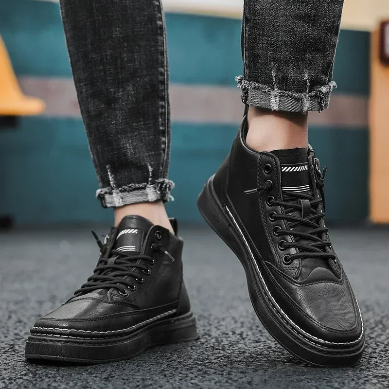 Men Boots Winter High Top Leather Casual Outdoor Shoes - Empire P.E