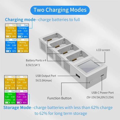 4in1 Battery Charging Hub for DJI Mini 4 PRO Drone Charger 4 Batteries Intelligent Flight Battery For DJI Mini 3 Pro/Mini 3 - Empire P.E