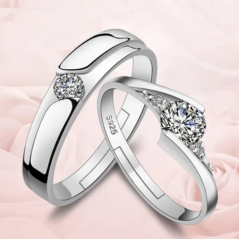 NEW 925 Sterling Silver Moissanite Diamond Couple Rings - Empire P.E