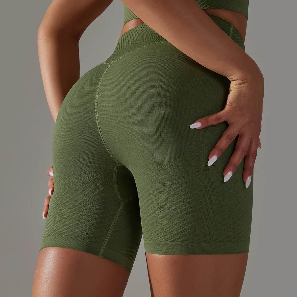 Women Yoga Set Seamless Gym Sportswear Long Seelves High Waist Leggings Sports Clothing Set Fitness Bra Vest Shorts Tracksuit - Empire P.E