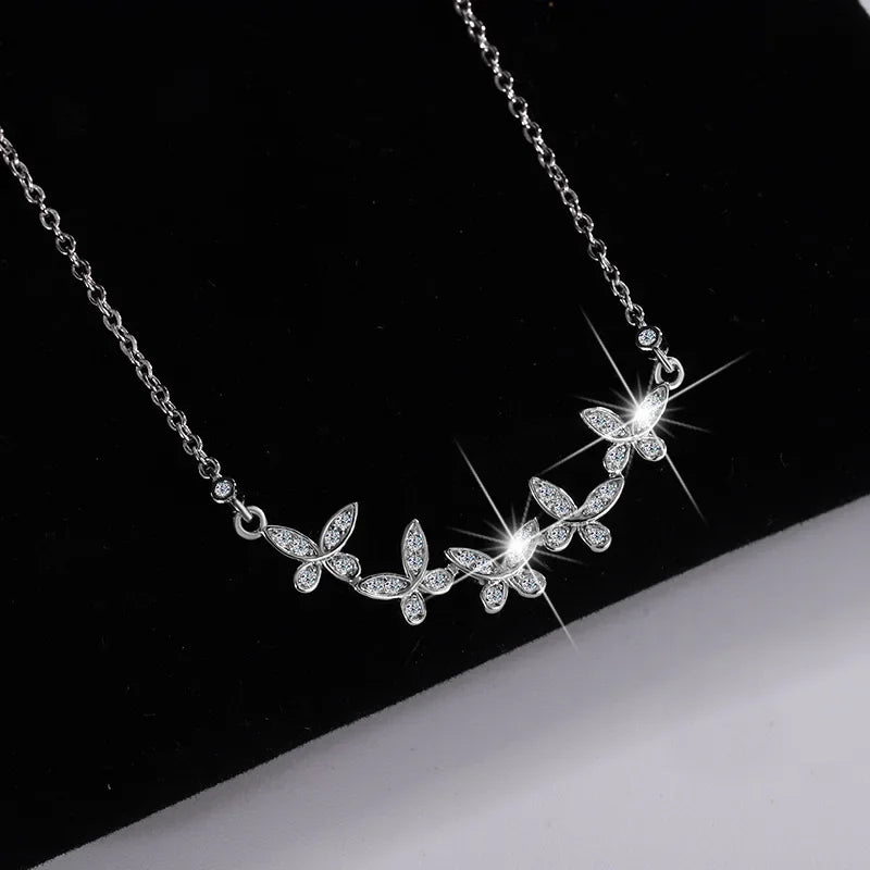 Fashion Butterfly Women Moissanite Necklace Chain 925 Sterling Silver - Empire P.E