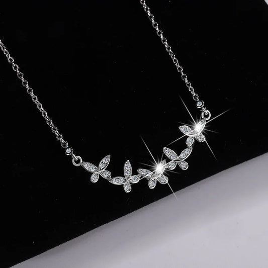 Fashion Butterfly Women Moissanite Necklace Chain 925 Sterling Silver - Empire P.E
