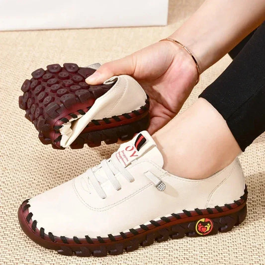 Leather Casual Vulcanized Female Shoe Soft Comfortable Flat Loafers - Empire P.E