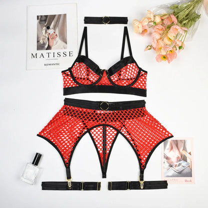 Mesh Porno Lingerie 4 Pieces Suits - Empire P.E