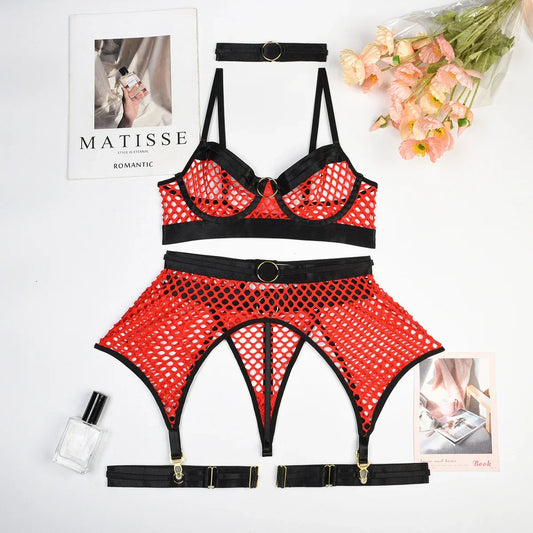 Mesh Porno Lingerie 4 Pieces Suits - Empire P.E