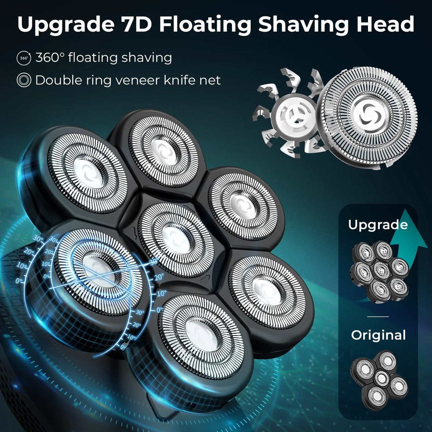 Kensen 5 In 1 Electric Shaver 7D Floating Cutter Head Rechargeable Shaver Kit For Men IPX6 Waterproof Beard Trimmer head shavers - Empire P.E