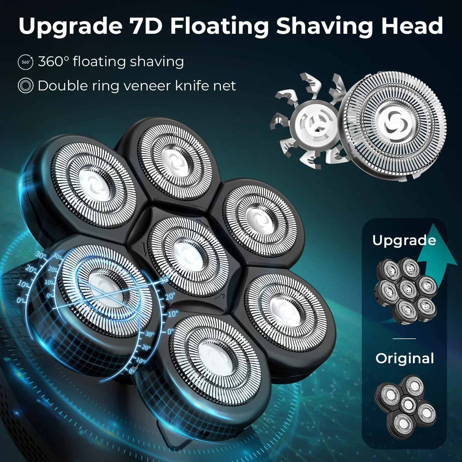 Kensen 5 In 1 Electric Shaver 7D Floating Cutter Head Rechargeable Shaver Kit For Men IPX6 Waterproof Beard Trimmer head shavers - Empire P.E