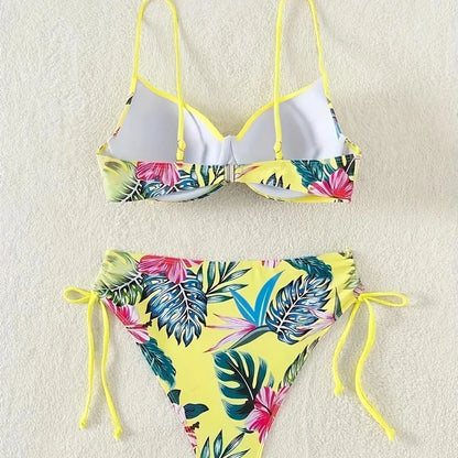 New Women's Tropical Floral Print Bikini Set