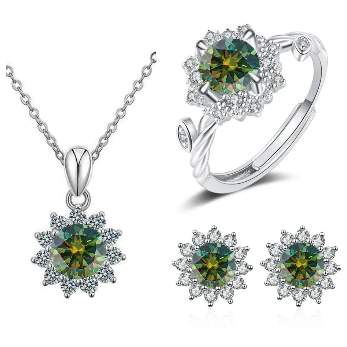 4CTW Moissanite Jewelry Set 925 Sterling Silver - Empire P.E