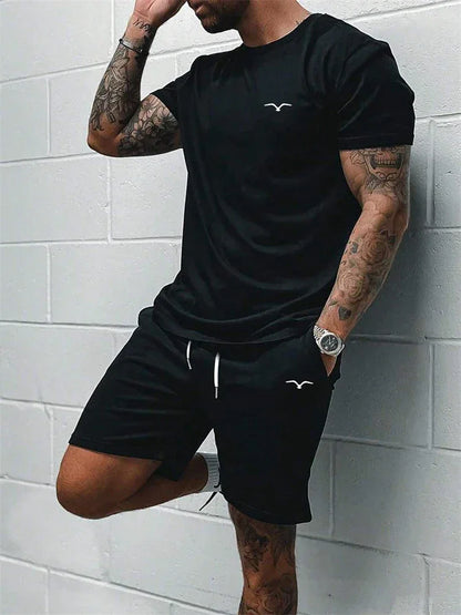 Summer Men Short Sleeved Drawstring Shorts Tracksuit - Empire P.E