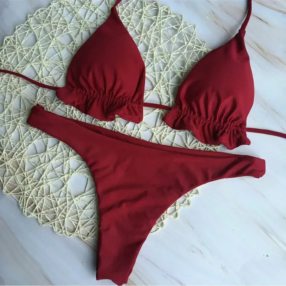 Sexy Bandage Top Thong Bottom 2 Pieces Set - Empire P.E
