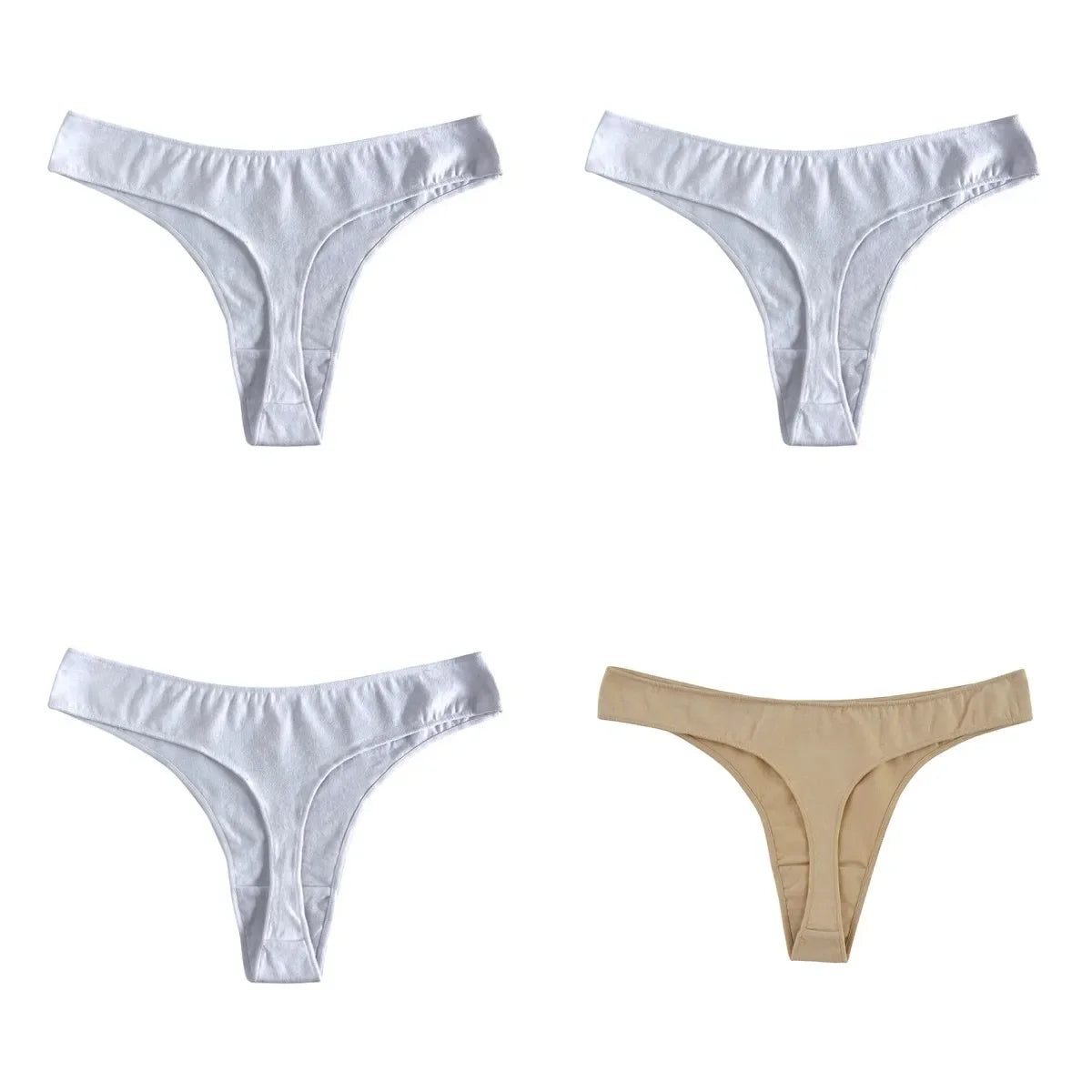 4Pcs/Set Cotton Panties Women Thongs Low Rise G-String - Empire P.E