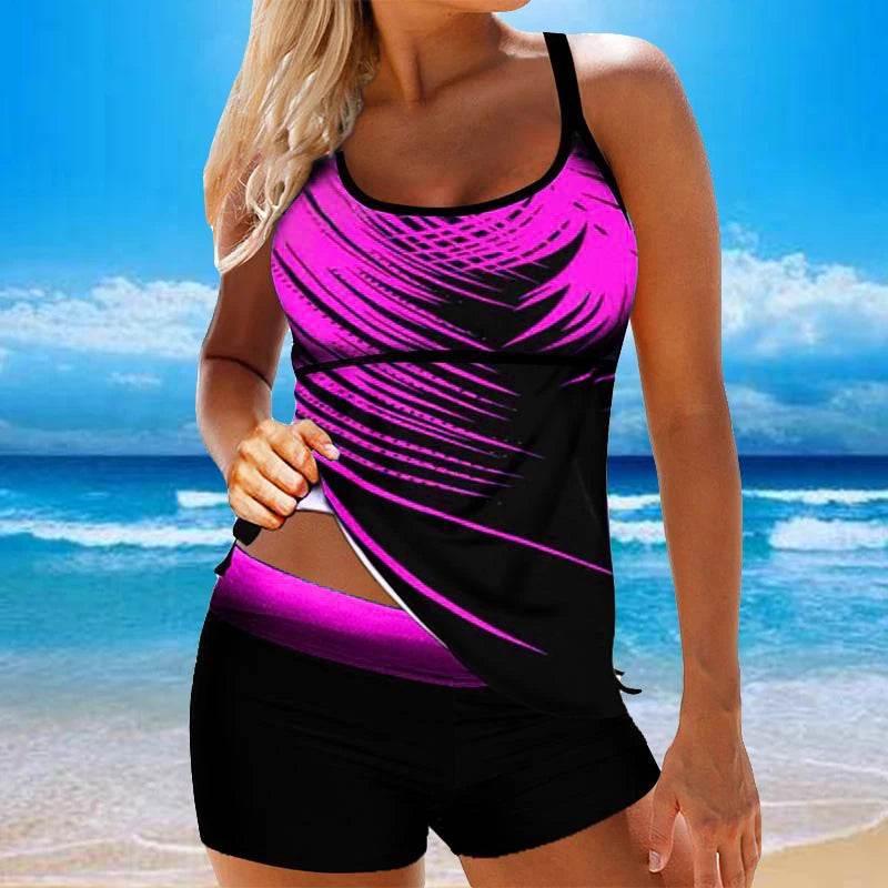 Leaf Printed Swimsuit Women Sexy Strap Cross Backless Plus Size S-8XL - Empire P.E