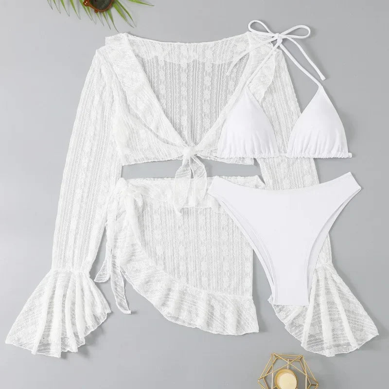 Women's 4 Piece Bikini Halter Neck Triangle Set