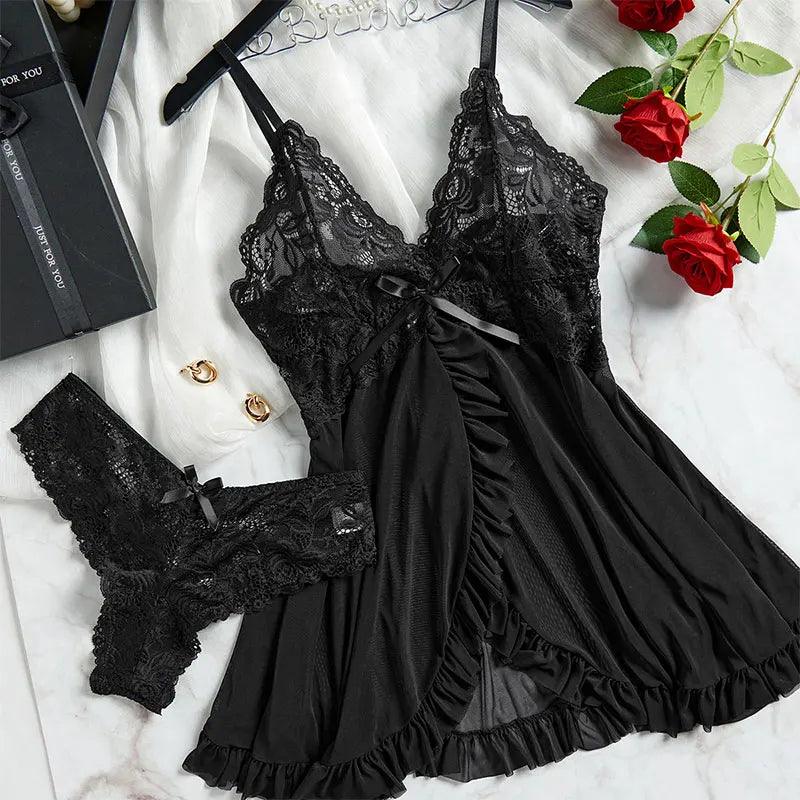 Exquisite Semi-transparent Thong Dress Set - Empire P.E