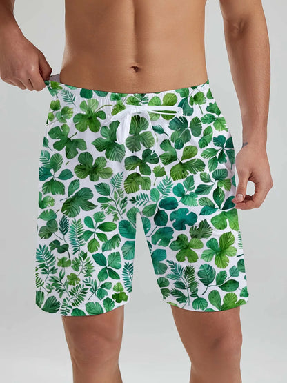 Hawaiian Men's Tropical Plant 3D Printed Swin Trunks