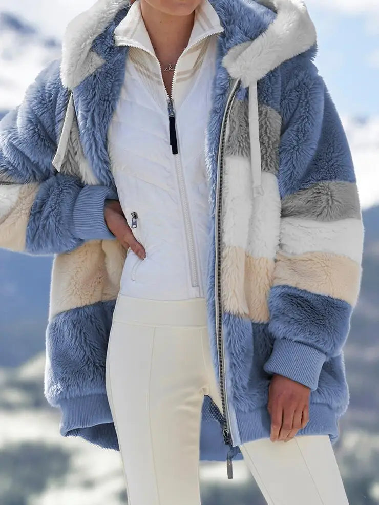 Women's Spring and Autumn Plus Size Long Teddy Bear Coat