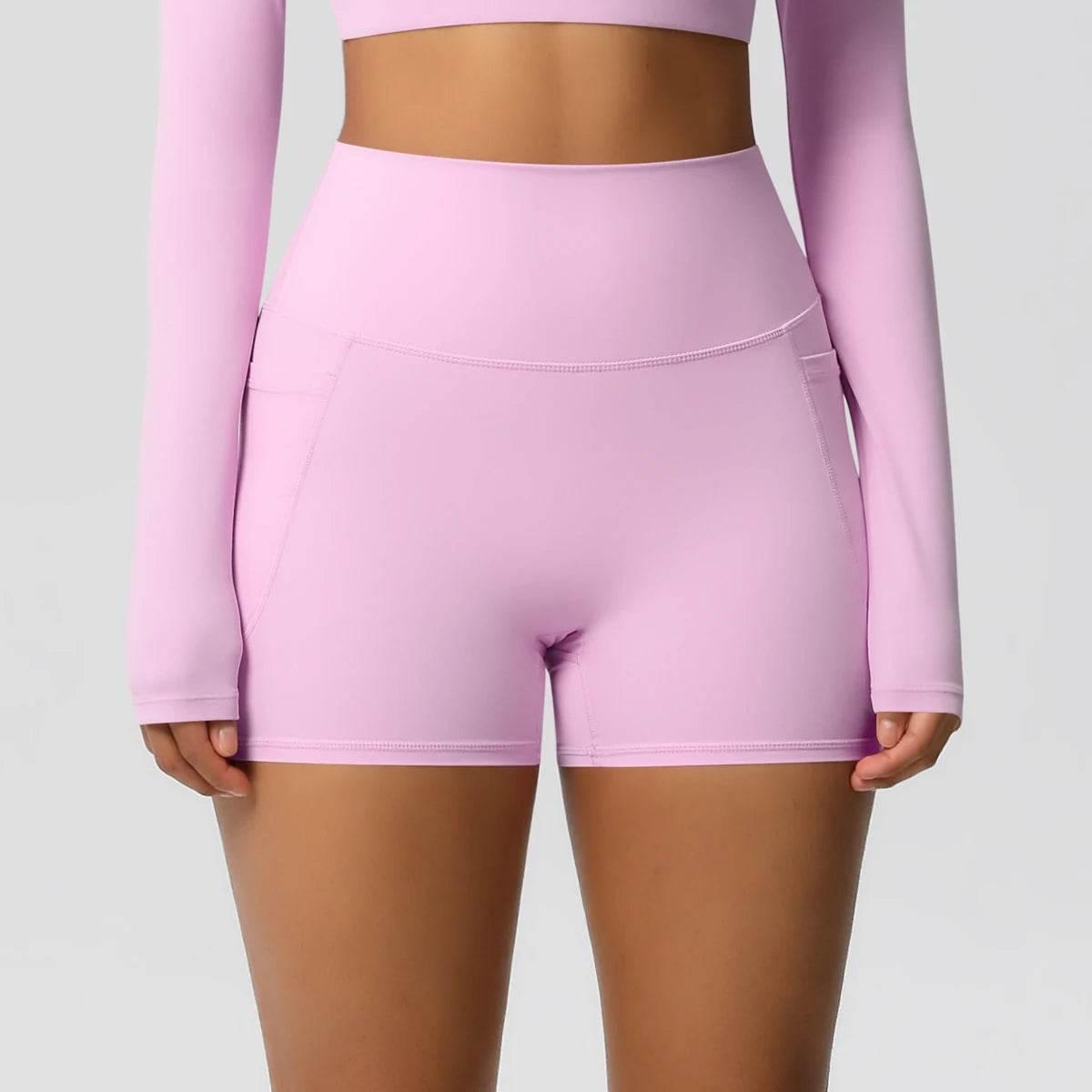 Women Sports Short With PocketedYoga Legging Shorts Squat Proof High Waist Fitness Tight Shorts Quick Drying Cycling Workout Gym - Empire P.E
