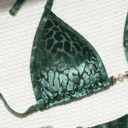 Sexy Leopard Velvet Mini Micro Thong Bikinis