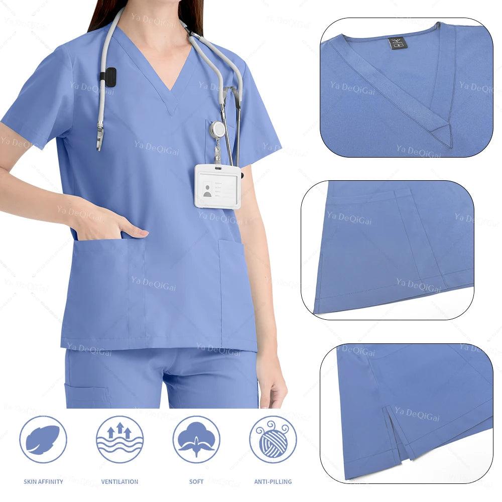 Pink Clinical Uniform Woman Pharmacy Workwear Nurse Uniform Hospital Doctor Oral Dental Surgery Uniforms Medical Scrubs Sets New - Empire P.E