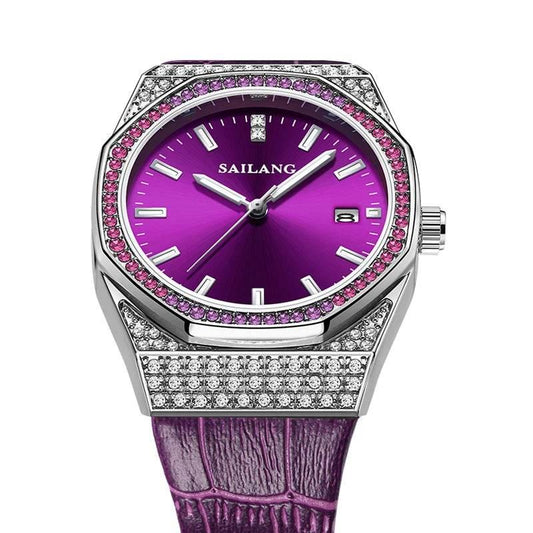 New Style Violet High-End Ladies Wrist Watch Luxury Diamond Waterproof - Empire P.E