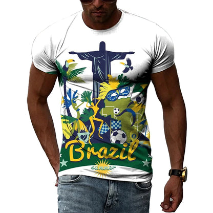 Brazilian Flag 3D Print T-shirts Summer Men Woman Short Sleeve Casual Tees Fashion Streetwear Harajuku T Shirt Kid Tops Clothing - Empire P.E