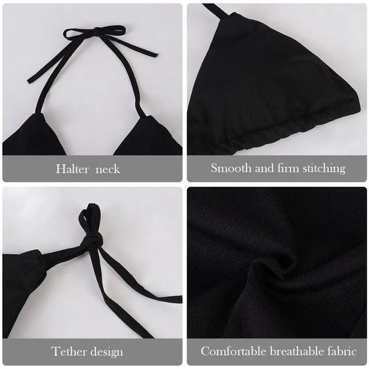 Fashion Solid Color Sexy G-string Thong Backless Split Bathing Suit - Empire P.E