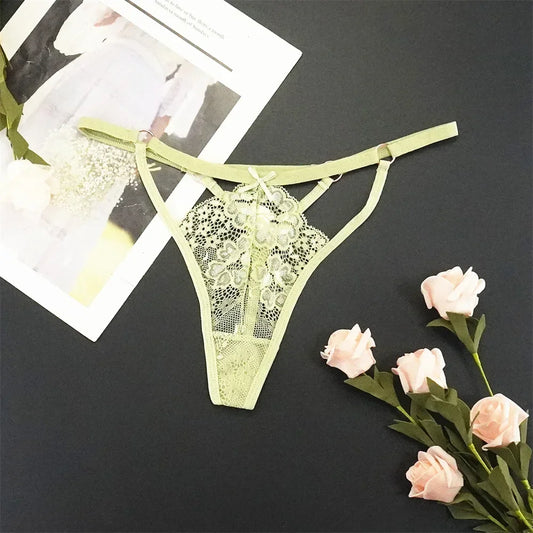 6pcs Fashion Sexy Lace Thong Low-waist with Cute Bow - Empire P.E