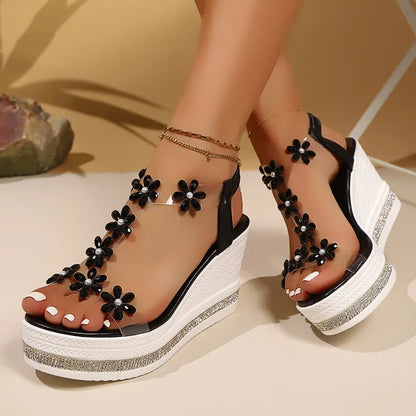 Elegant Rhinestones Flowers Sandals