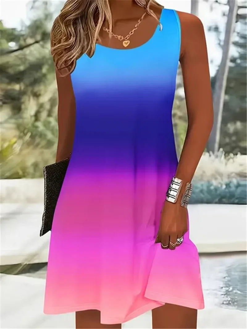 Women Tie-dye Gradient Streetwear Mini Dresses - Empire P.E